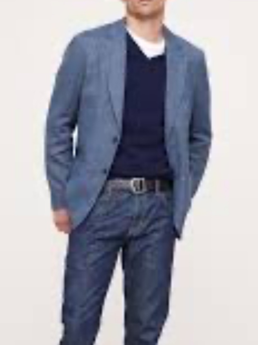 Banana Republic Tailored Fit Chambray Suit Blazer Jacket Men 42R linen cotton
